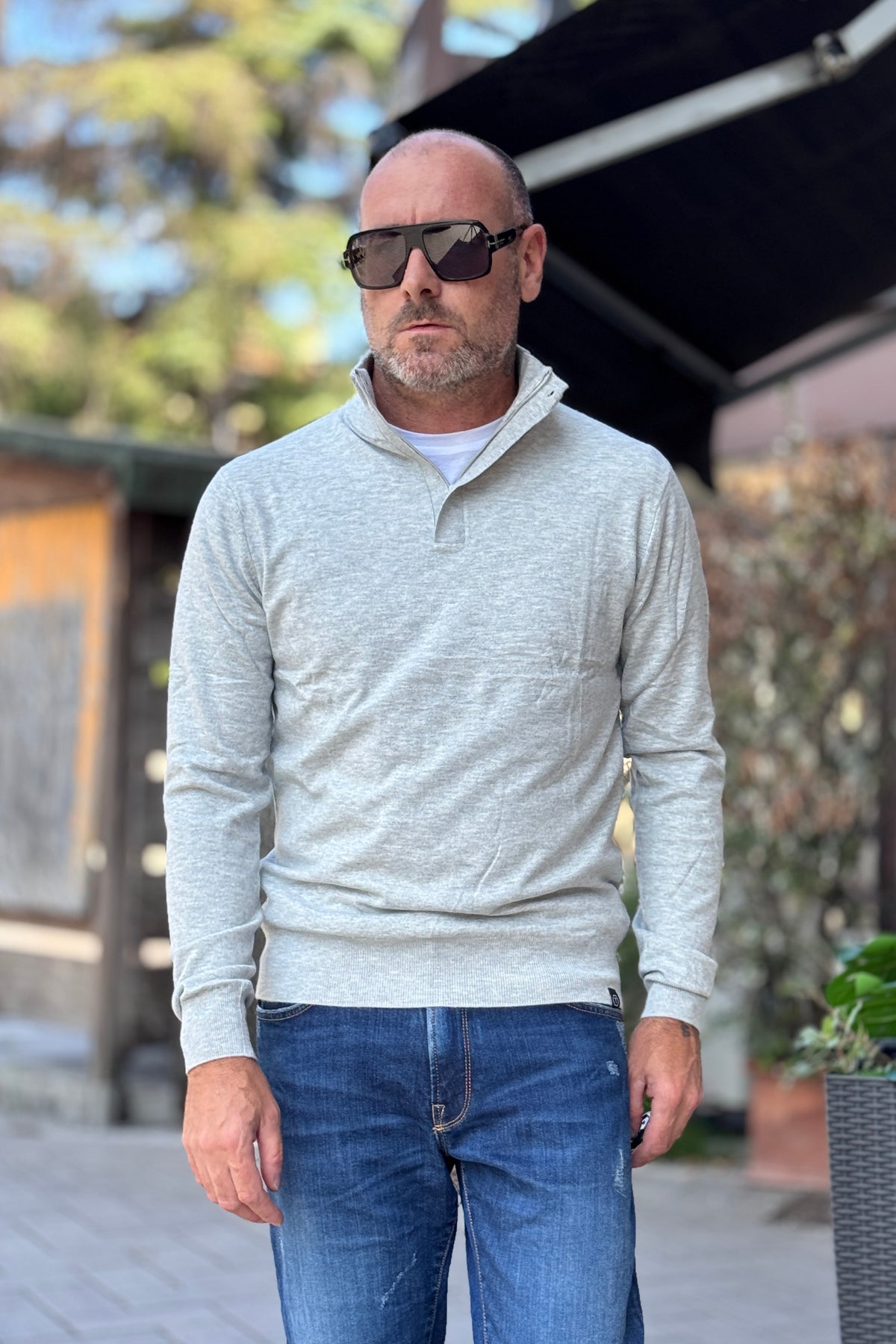 TELAMIRA MAGLIA MEZZA ZIP - GRIGIO