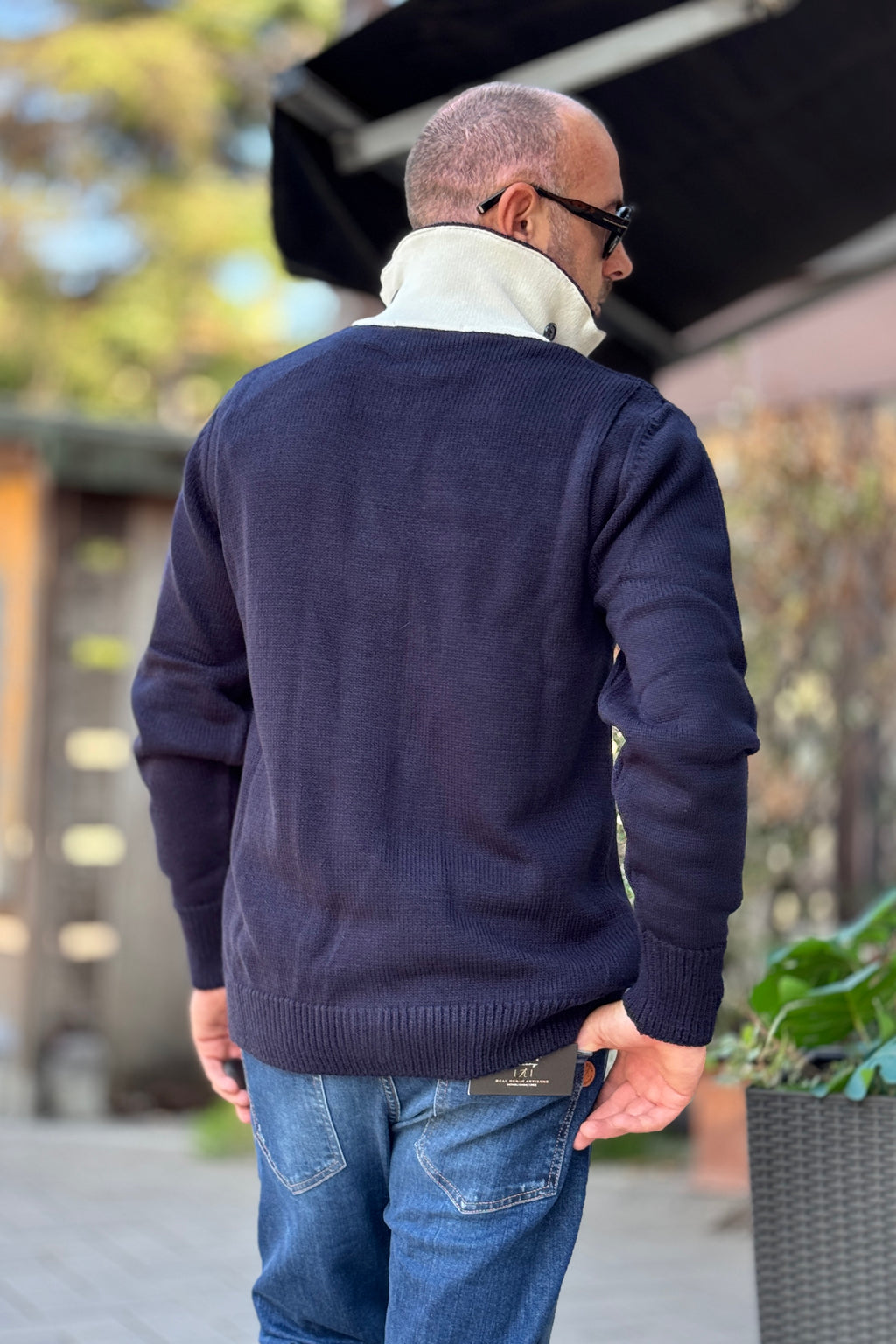 TELAMIRA CARDIGAN DOPPIO CONTRASTO - BLU