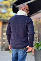 TELAMIRA CARDIGAN DOPPIO CONTRASTO - BLU