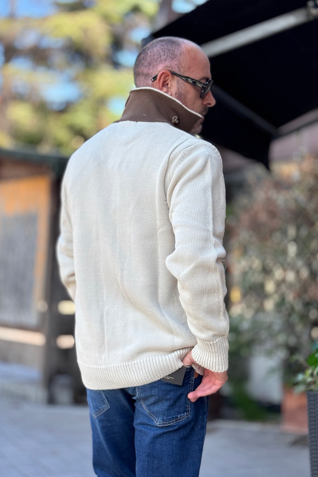 TELAMIRA CARDIGAN DOPPIO CONTRASTO - BURRO