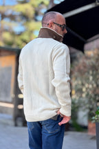 TELAMIRA CARDIGAN DOPPIO CONTRASTO - BURRO