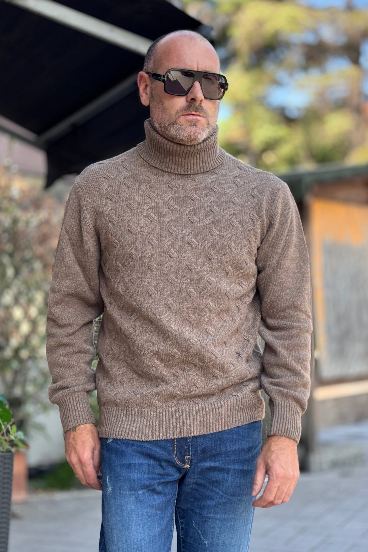 TELAMIRA MAGLIA COLLO ALTO - FANGO