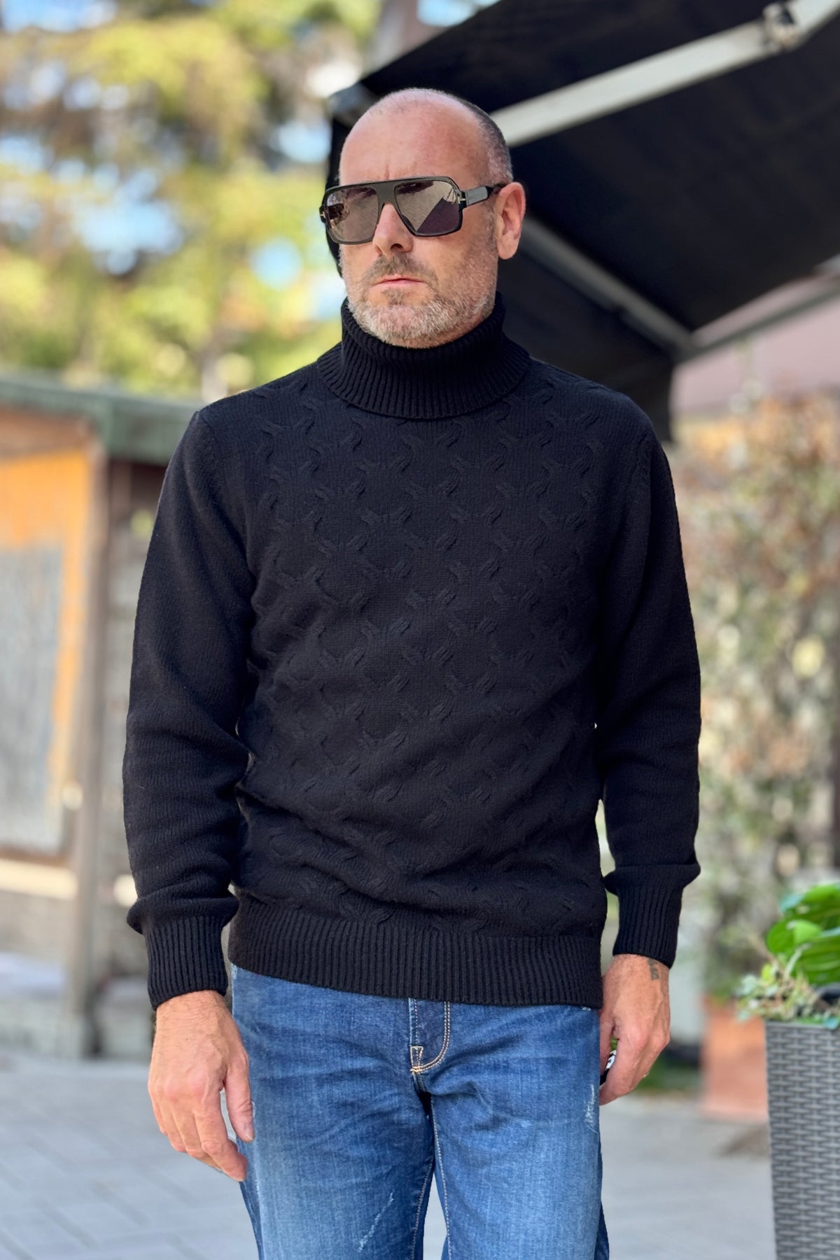 TELAMIRA MAGLIA COLLO ALTO - NERO