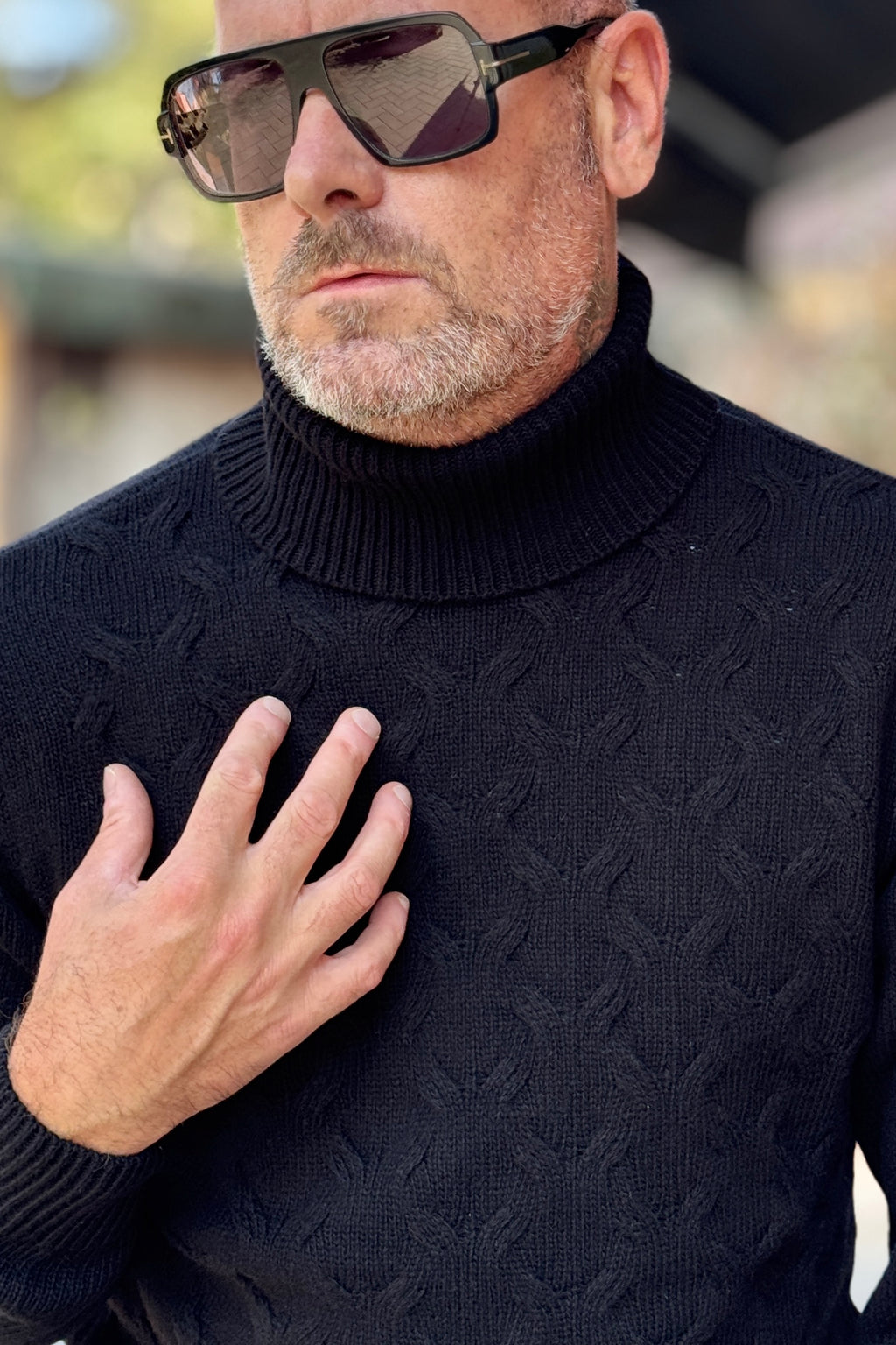 TELAMIRA MAGLIA COLLO ALTO - NERO