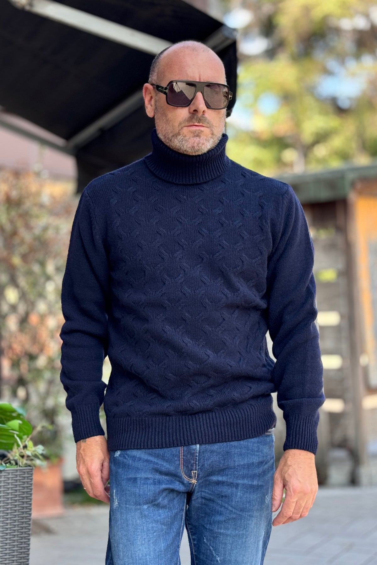 TELAMIRA MAGLIA COLLO ALTO - BLU