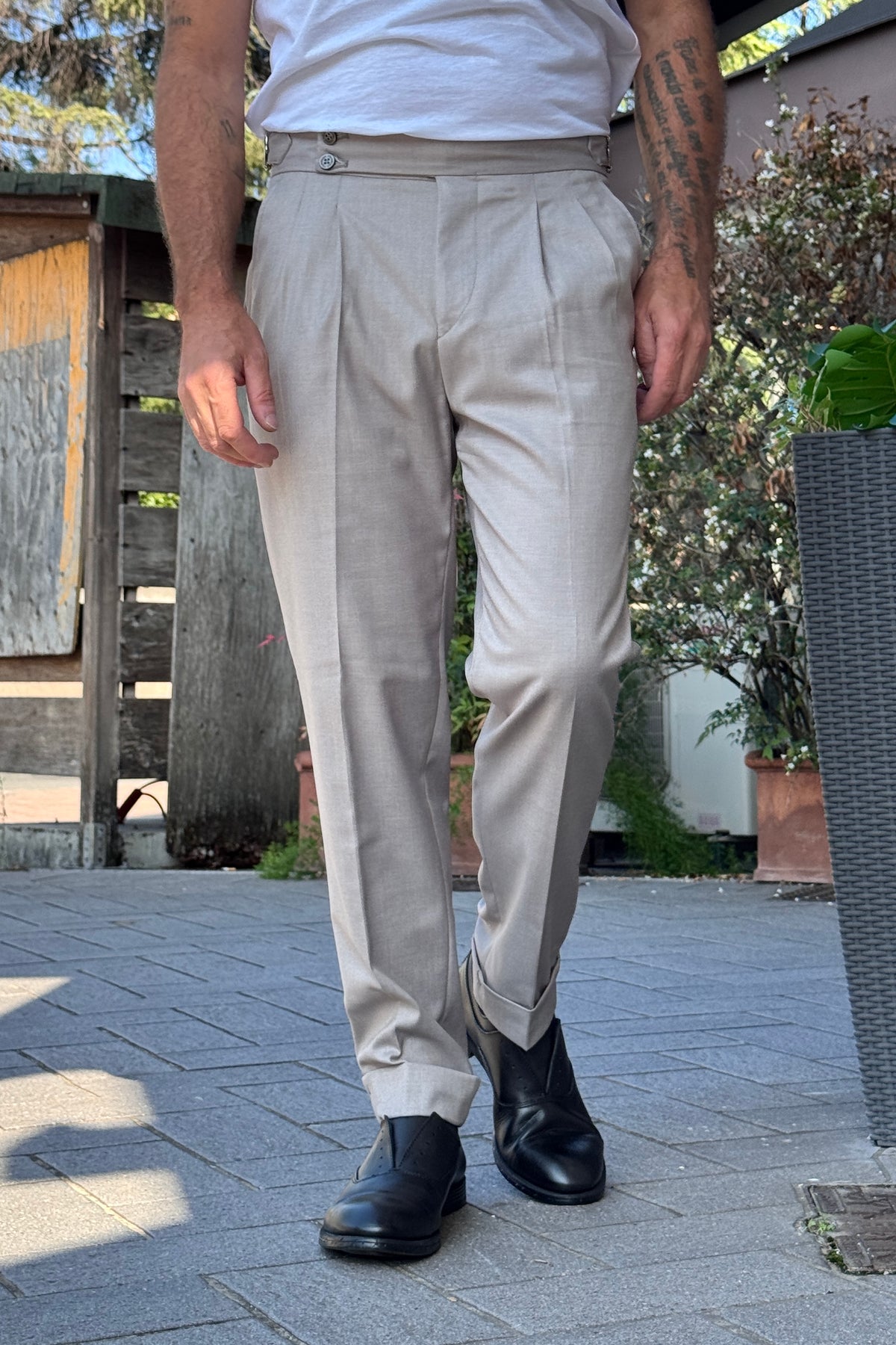 TELAMIRA PANTALONE VITA ALTA - MASTICE