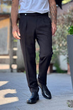 TELAMIRA PANTALONE VITA ALTA - NERO
