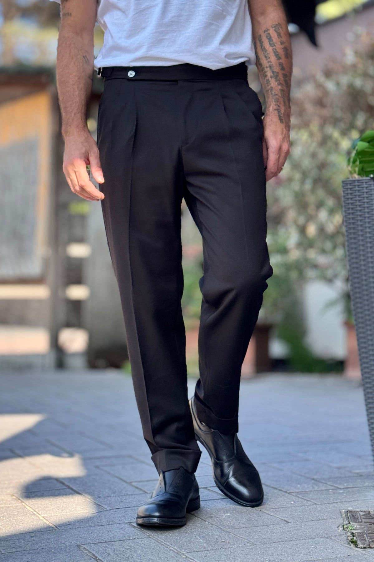 TELAMIRA PANTALONE VITA ALTA - NERO