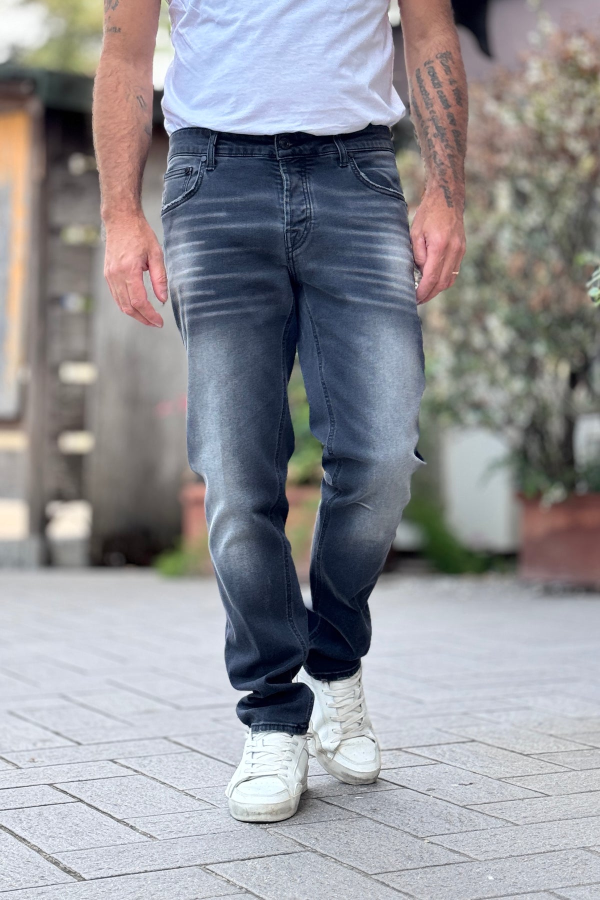 DANIELE ALESSANDRINI DENIM GRIGIO CON SFUMATURE
