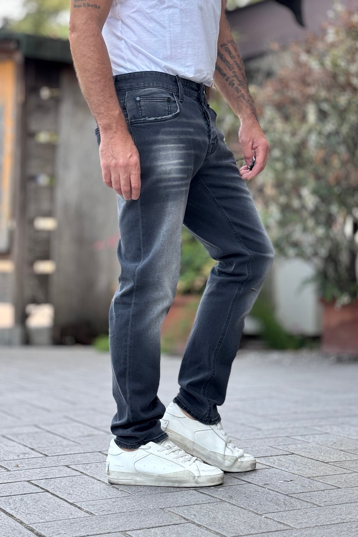 DANIELE ALESSANDRINI DENIM GRIGIO CON SFUMATURE
