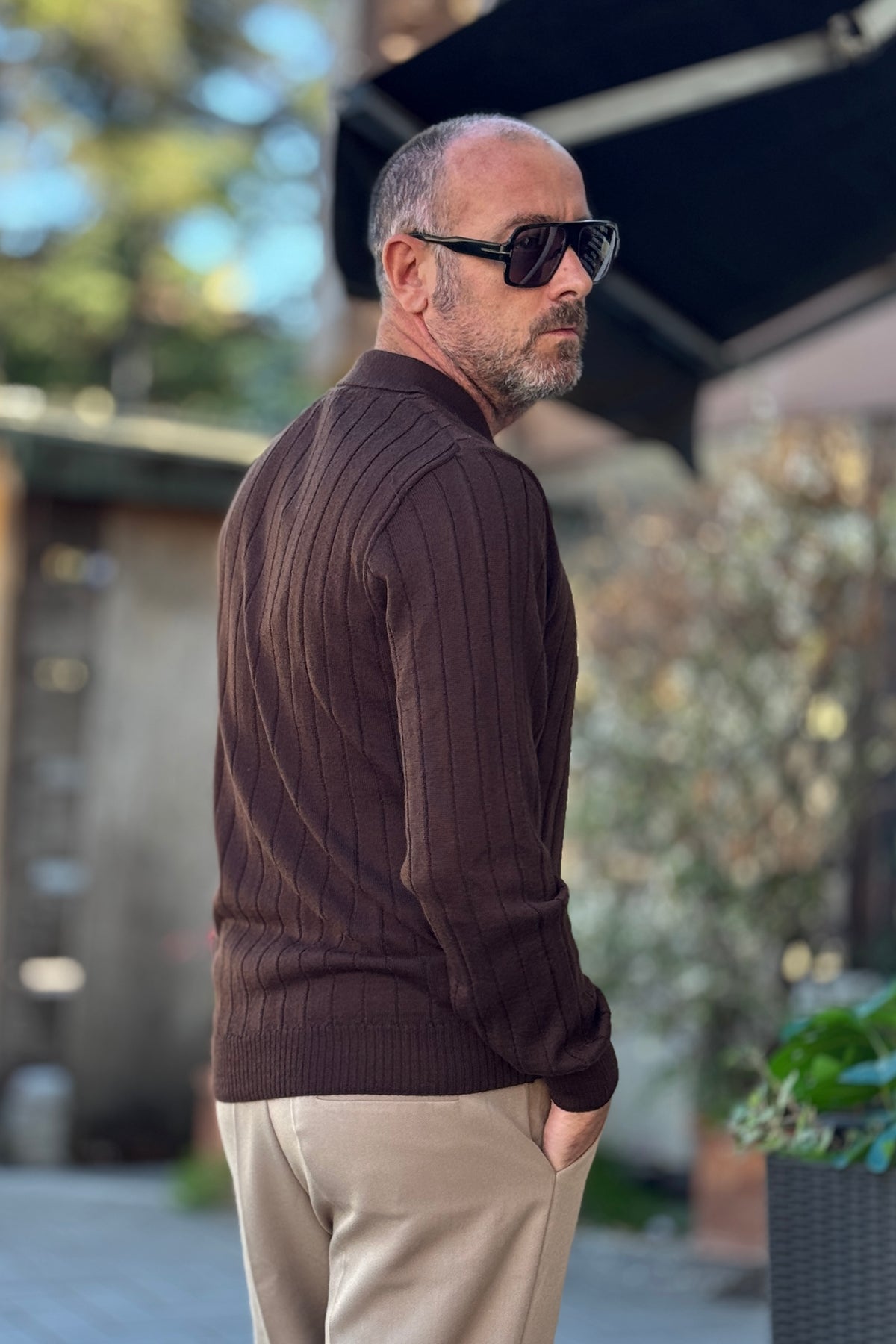XAGON MAN POLO IN MERINOS COSTE - MORO