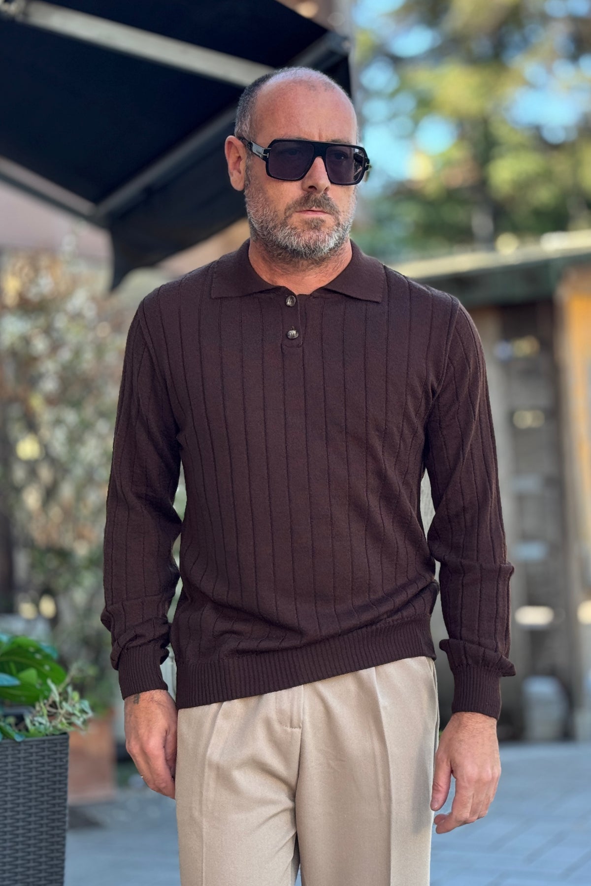 XAGON MAN POLO IN MERINOS COSTE - MORO