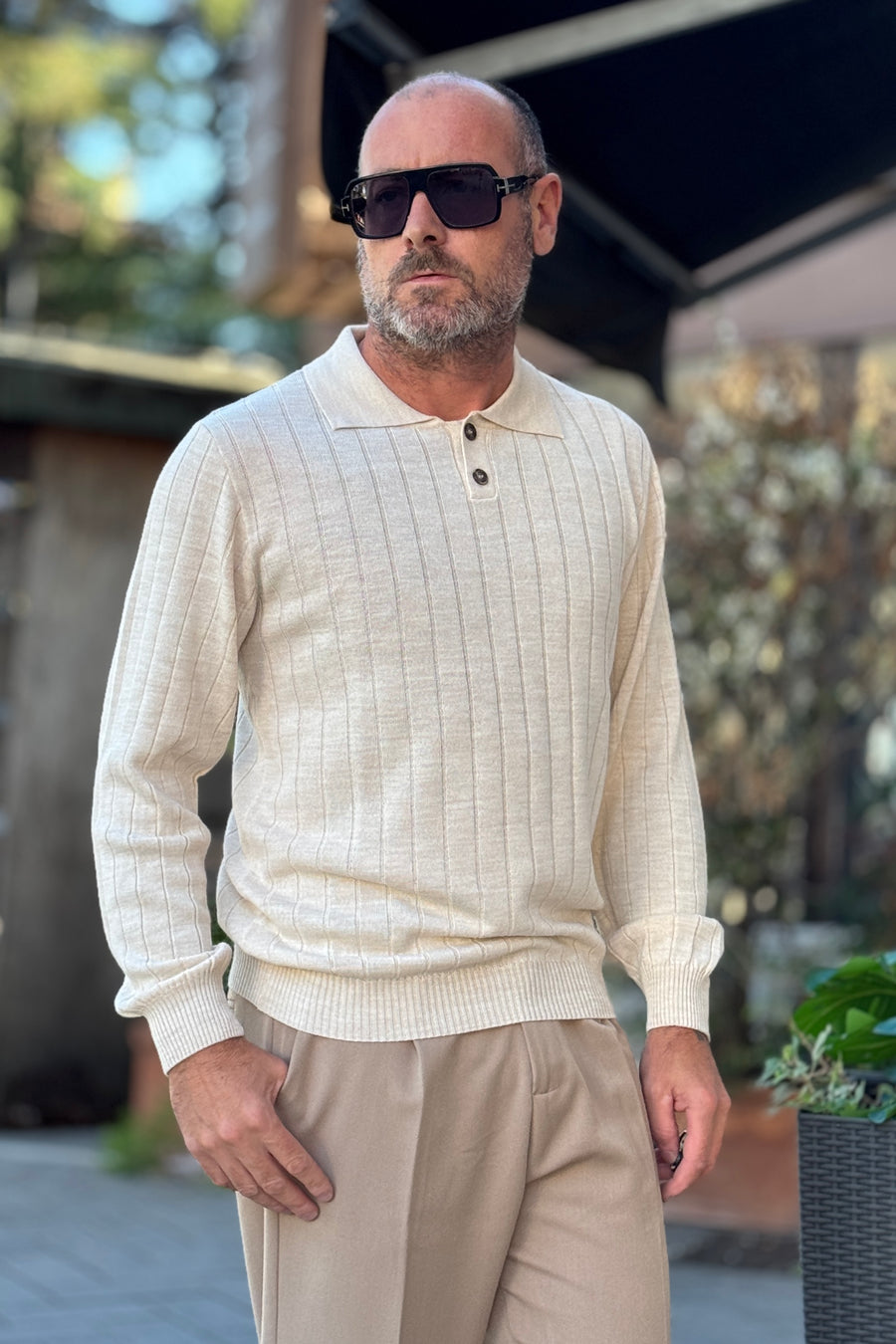 XAGON MAN POLO IN MERINOS COSTE - BEIGE