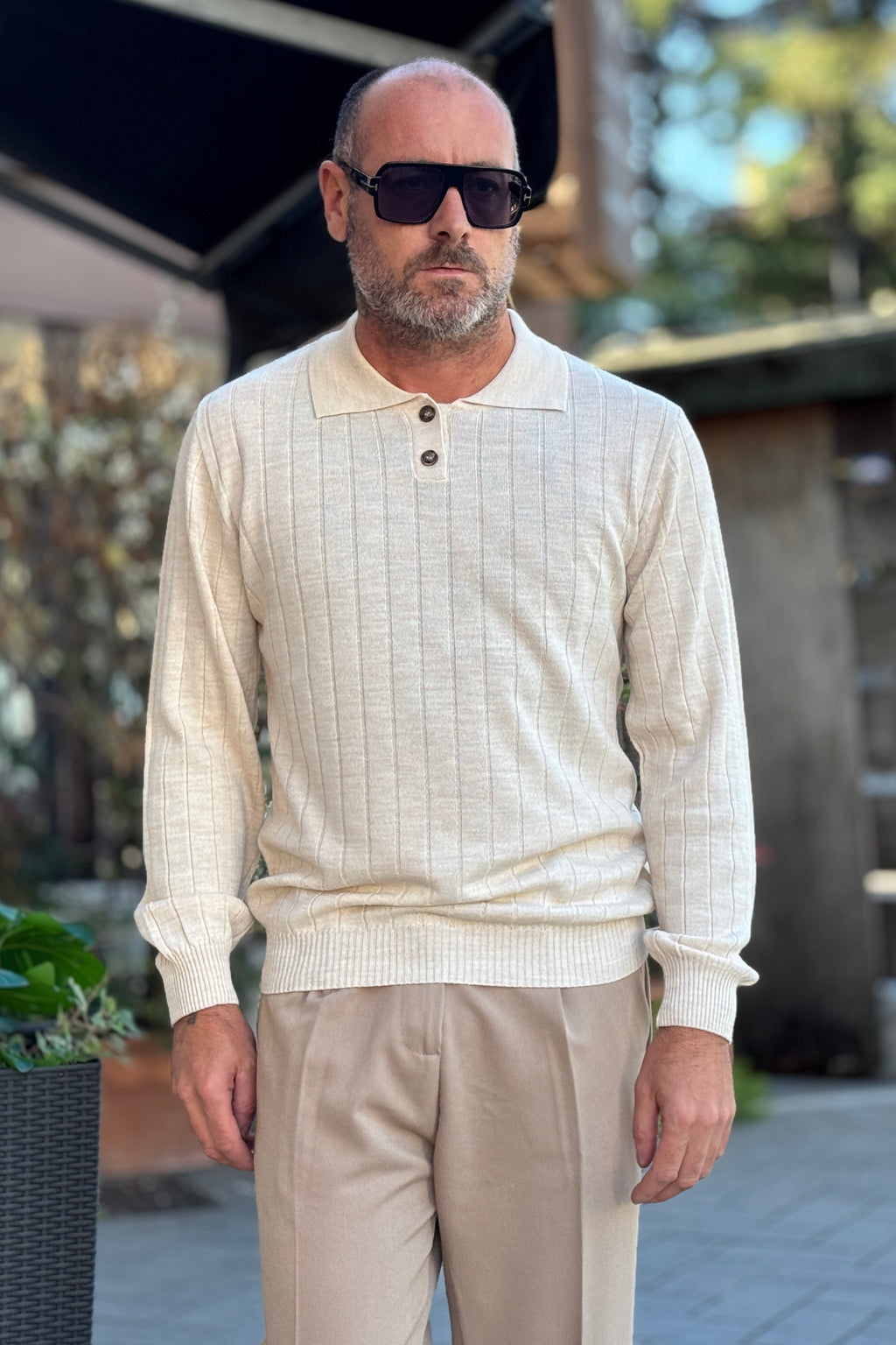 XAGON MAN POLO IN MERINOS COSTE - BEIGE