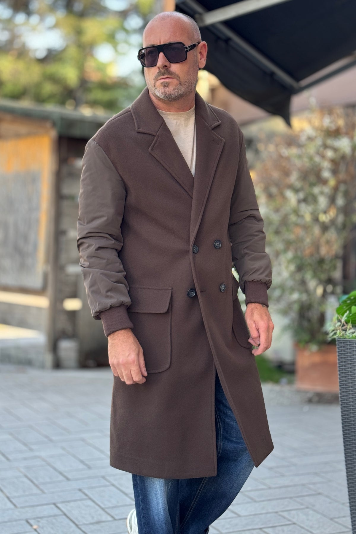 TELAMIRA CAPPOTTO DOPPIOPETTO MANICA BOMBER - MORO