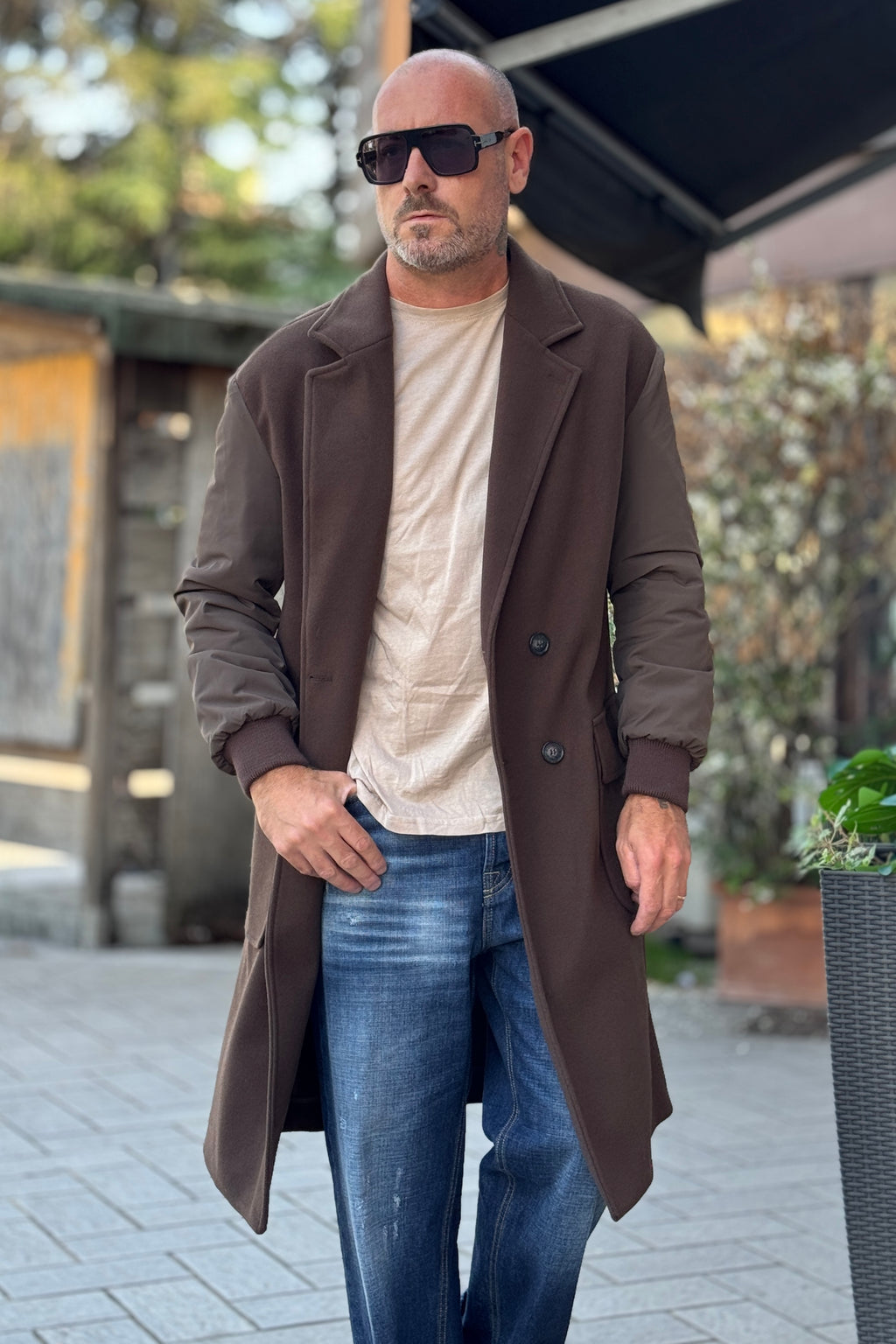 TELAMIRA CAPPOTTO DOPPIOPETTO MANICA BOMBER - MORO