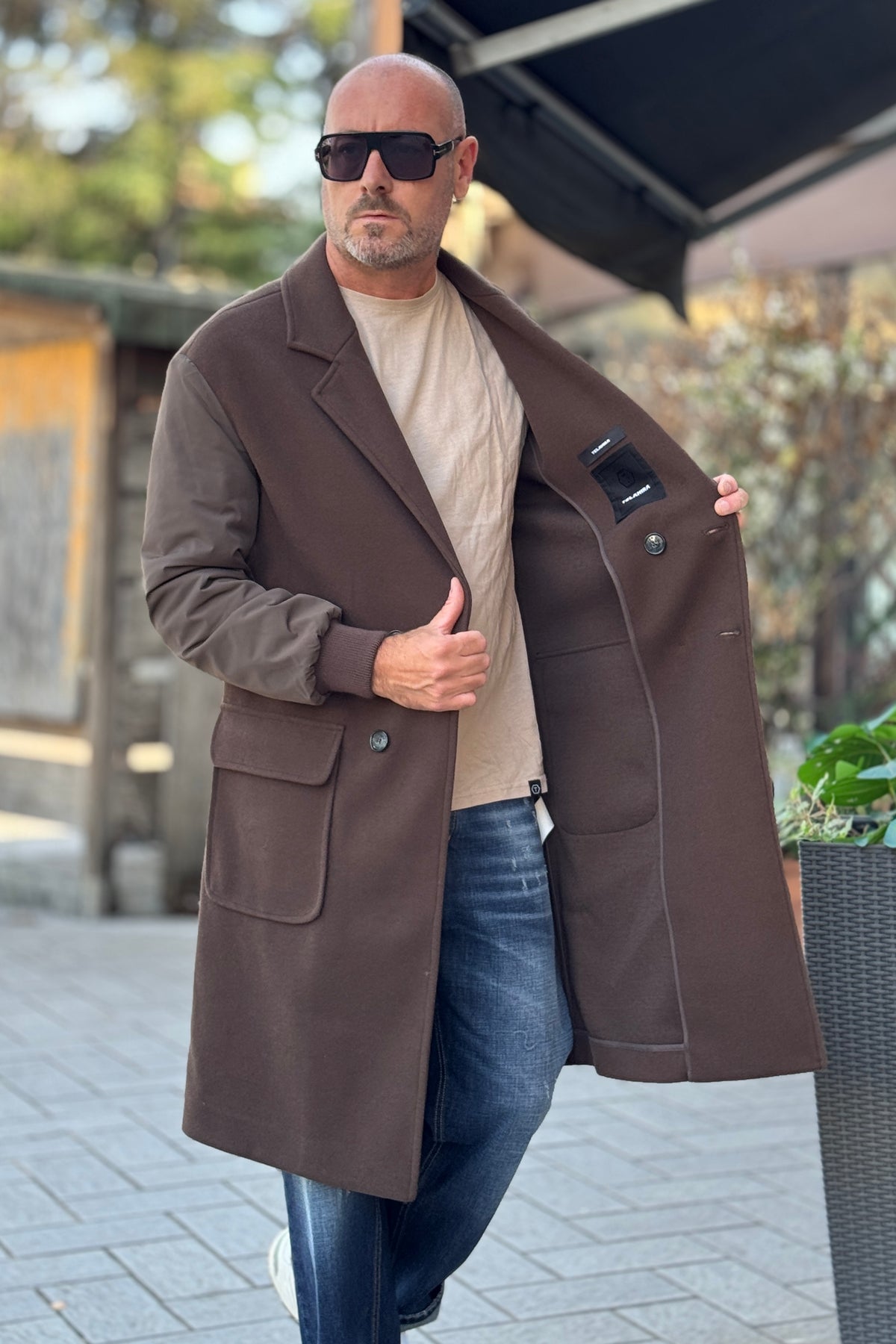 TELAMIRA CAPPOTTO DOPPIOPETTO MANICA BOMBER - MORO
