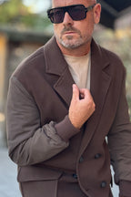 TELAMIRA CAPPOTTO DOPPIOPETTO MANICA BOMBER - MORO