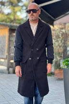TELAMIRA CAPPOTTO DOPPIOPETTO MANICA BOMBER - NERO