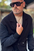 TELAMIRA CAPPOTTO DOPPIOPETTO MANICA BOMBER - NERO