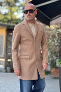 TELAMIRA CAPPOTTO MONOPETTO - CAMEL