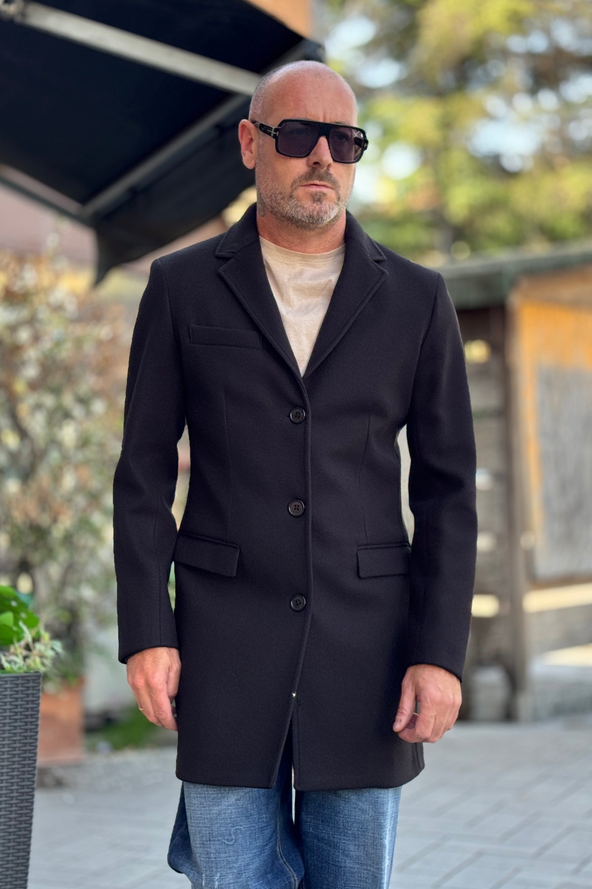 TELAMIRA CAPPOTTO MONOPETTO - NERO