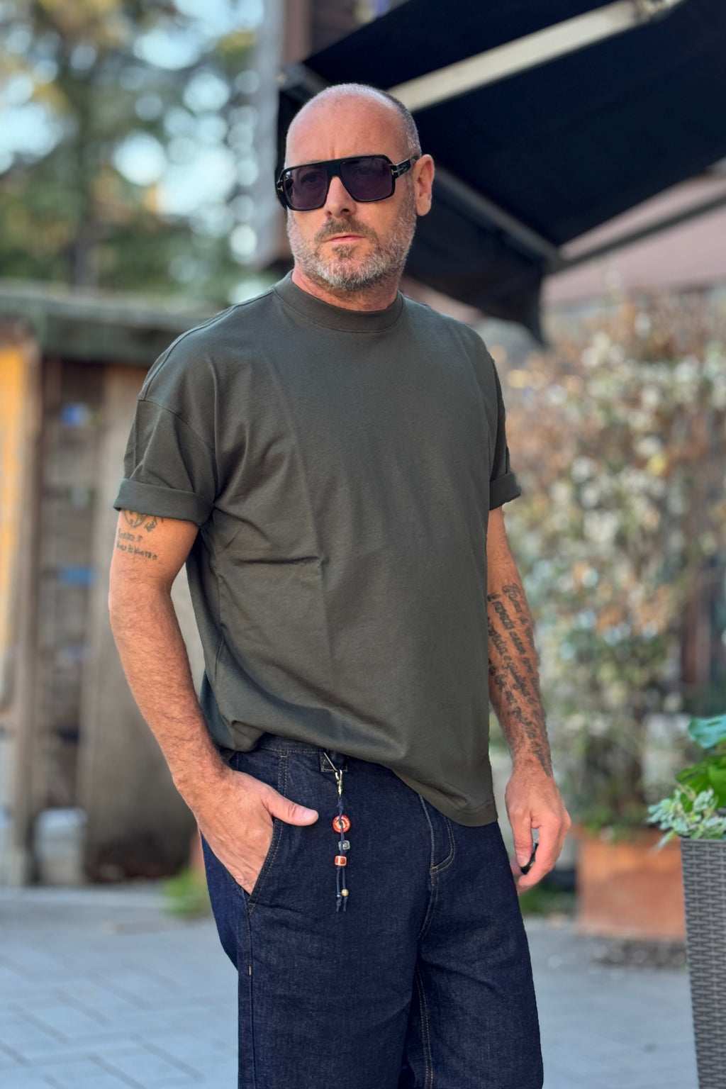 DANIELE ALESSANDRINI TSHIRT OVERFIT - MILITARE