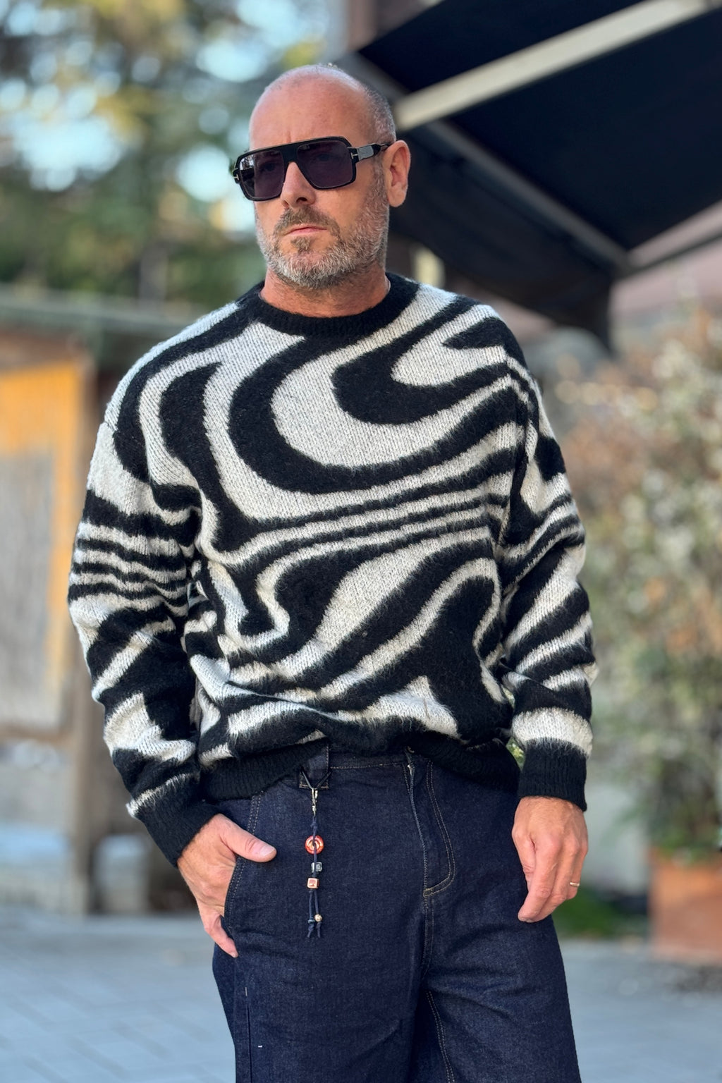 DANIELE ALESSANDRINI MAGLIA FANTASIA - NERO