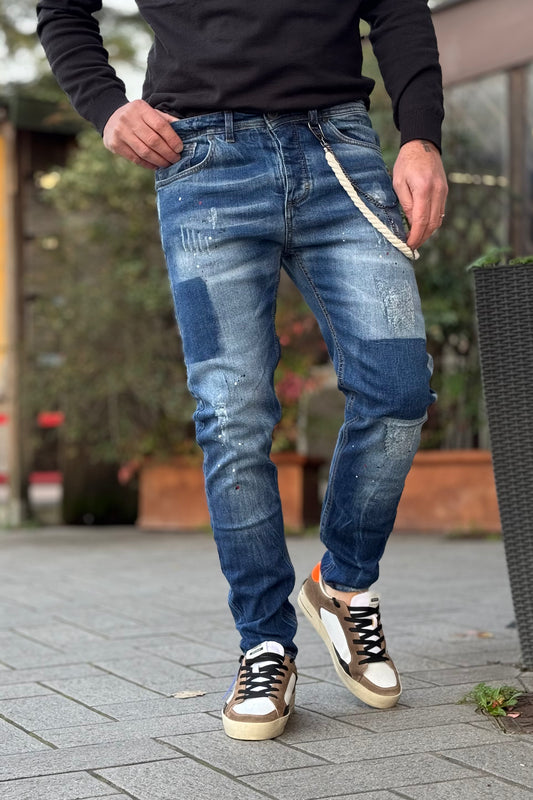 Xagon Man UMR251 Jeans slim con micro splash lavaggio medio