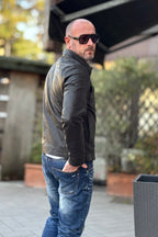IGN GIUBBINO IN PELLE CON COLLETTO CAMICIA E TASCHINO - Mania Fashion Clothing