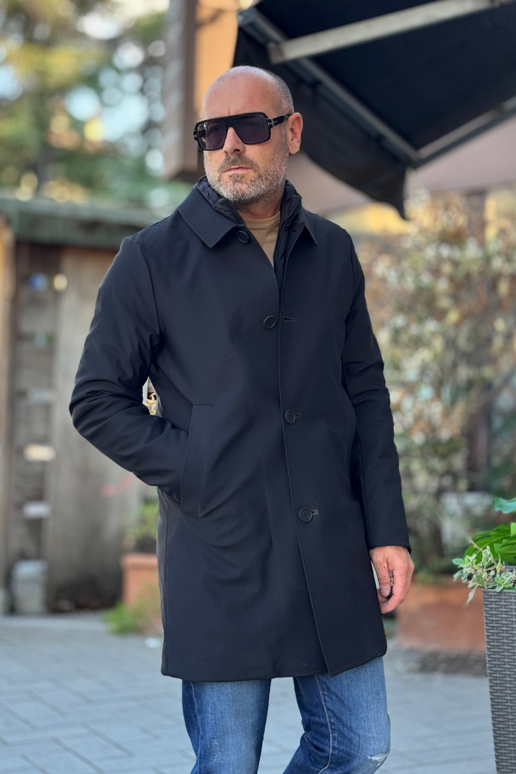 TELAMIRA TRENCH TECNICO IDRO REPELLENTE - NERO