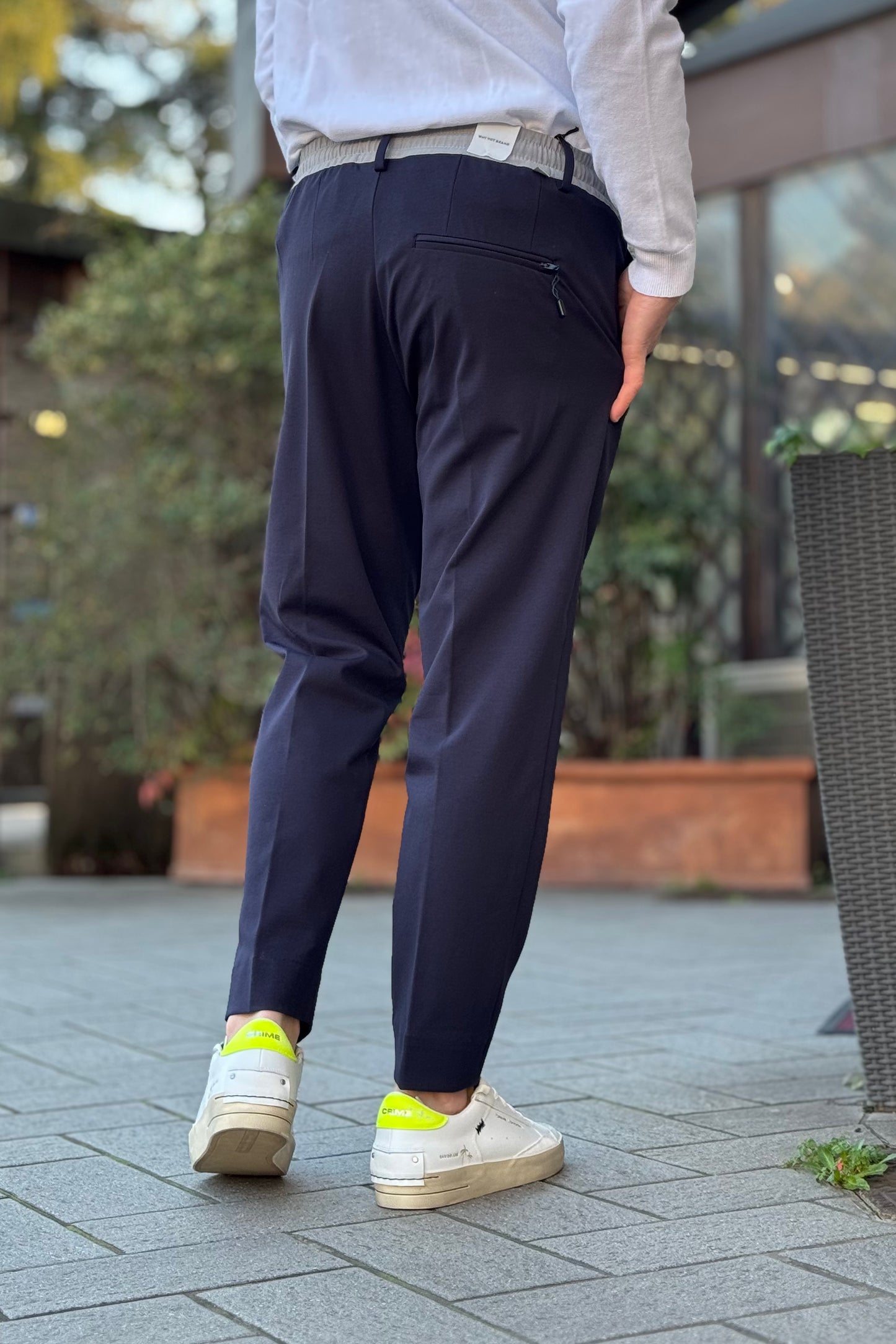 Why not brand PA50 Pantalaccio in punto milano con coulisse in contrasto colore blu