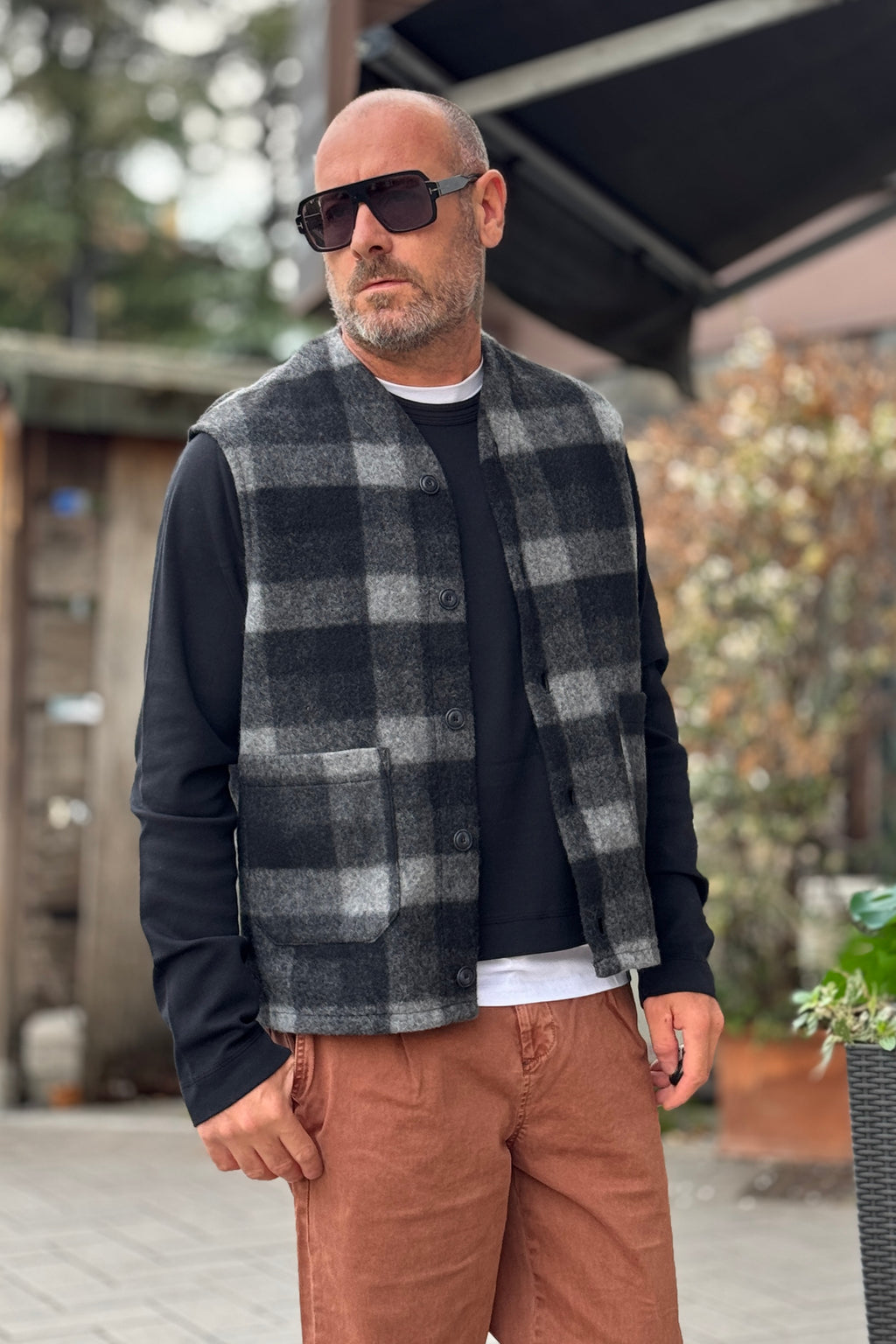 XAGON GILET LANA QUADRI