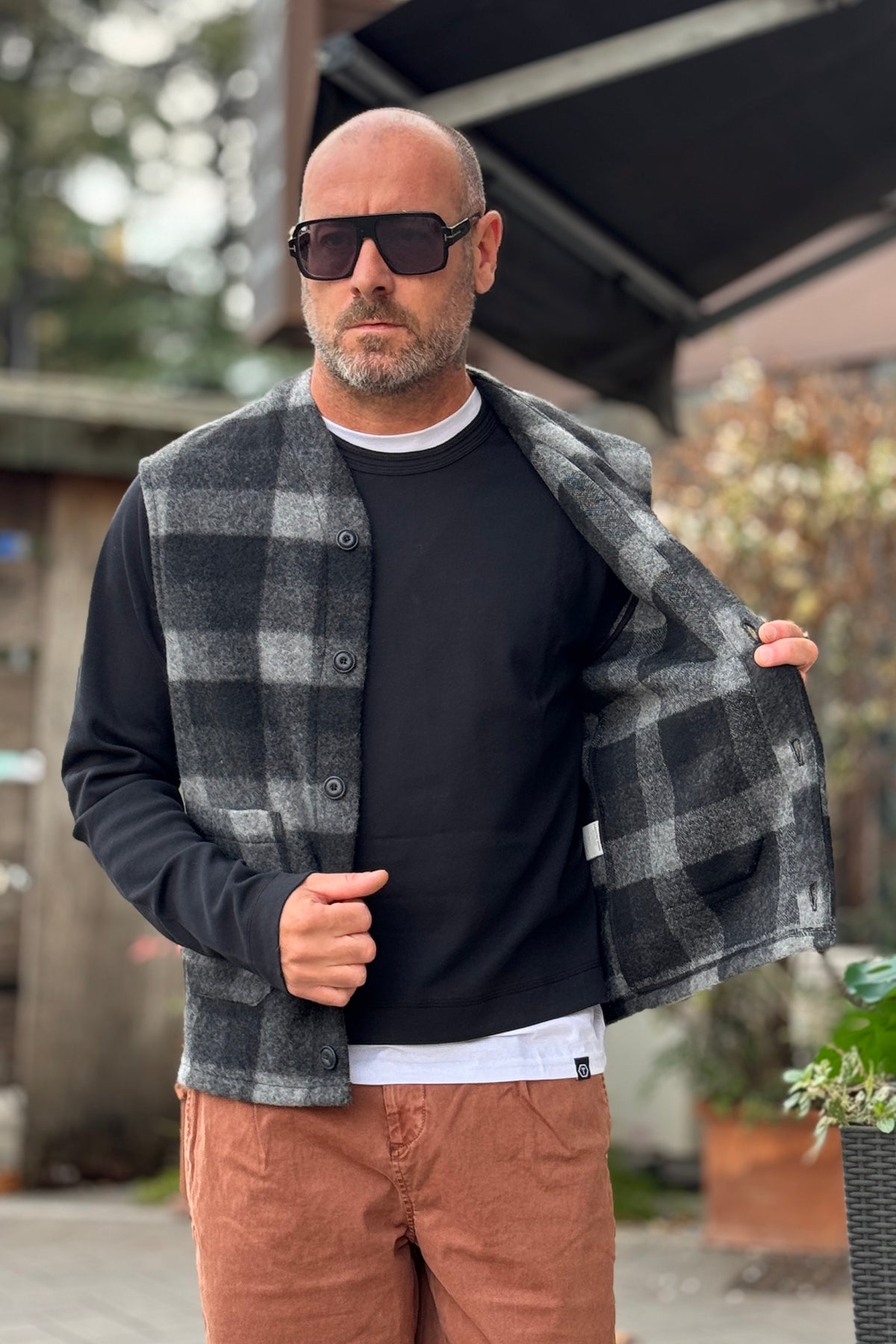 XAGON GILET LANA QUADRI