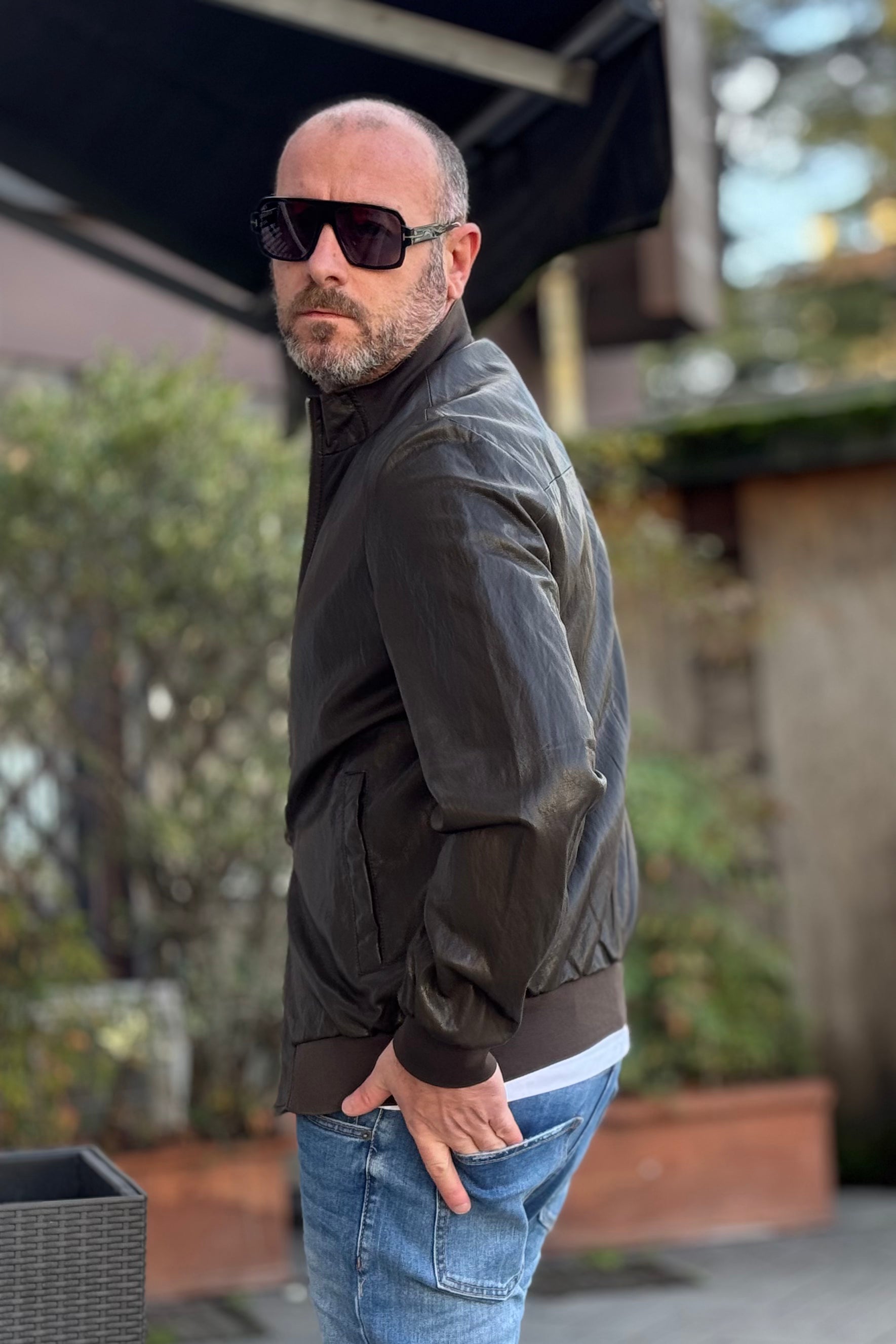 TELAMIRA BOMBER IN ECOPELLE CON COLLO IN PISTAGNA DISPONIBILE IN 2 COLORI - Mania Fashion Clothing