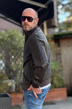 TELAMIRA BOMBER IN ECOPELLE CON COLLO IN PISTAGNA DISPONIBILE IN 2 COLORI - Mania Fashion Clothing