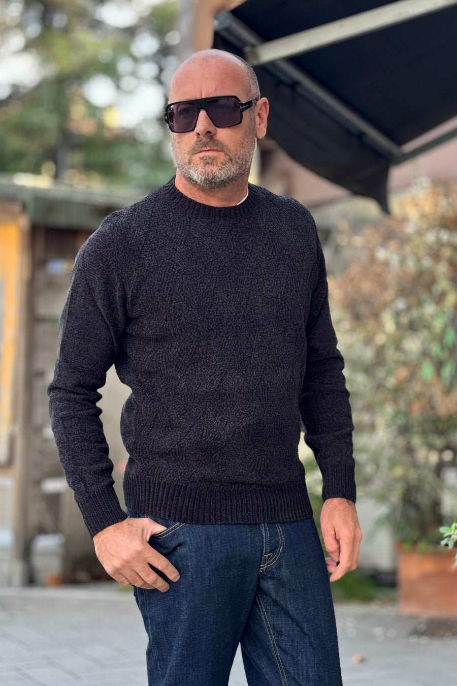 ANIMA MAGLIA GIROCOLLO CINIGLIA - NERO