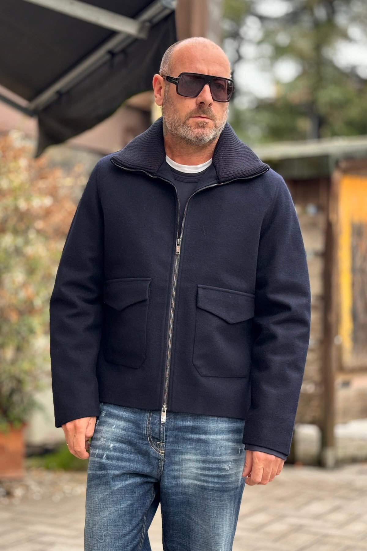 DANIELE ALESSANDRINI CAPPOTTO IN PANNO - BLU