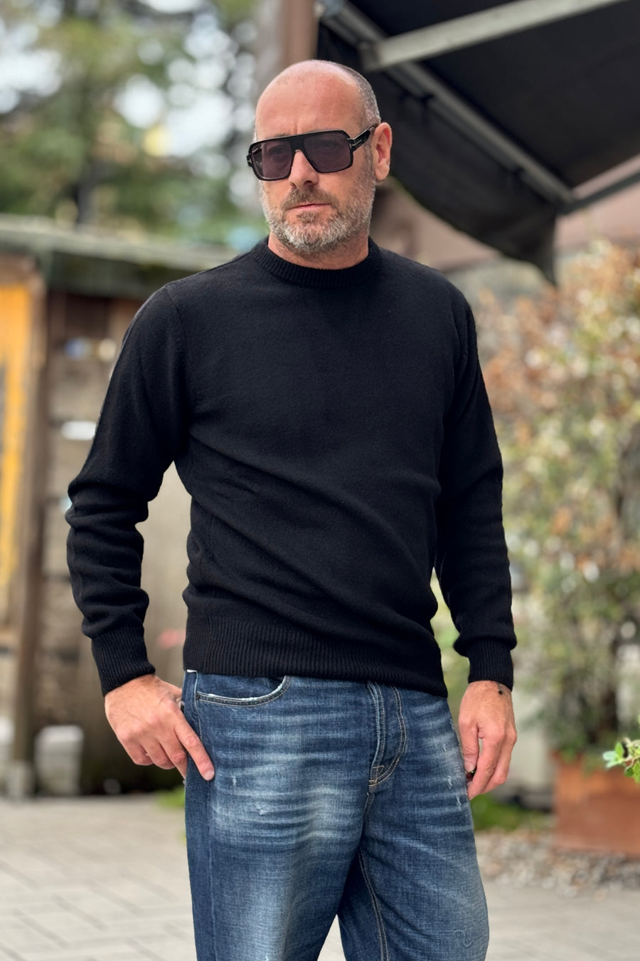 TELAMIRA MAGLIA GIROCOLLO CASHMERE - NERO