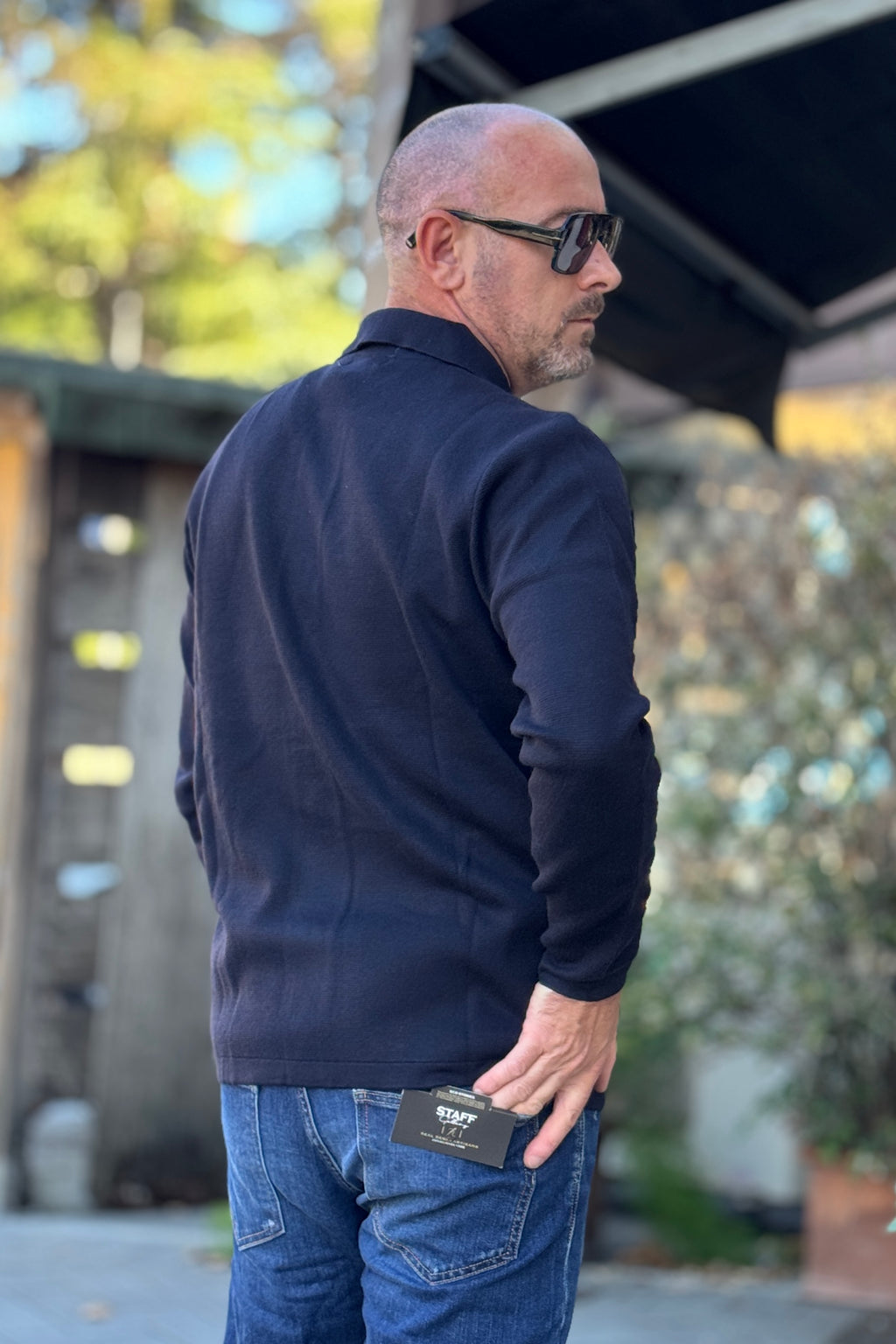 ANIMA CARDIGAN POLO TASCHE FRONTALE - BLU