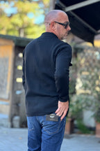 ANIMA CARDIGAN POLO TASCHE FRONTALE - NERO