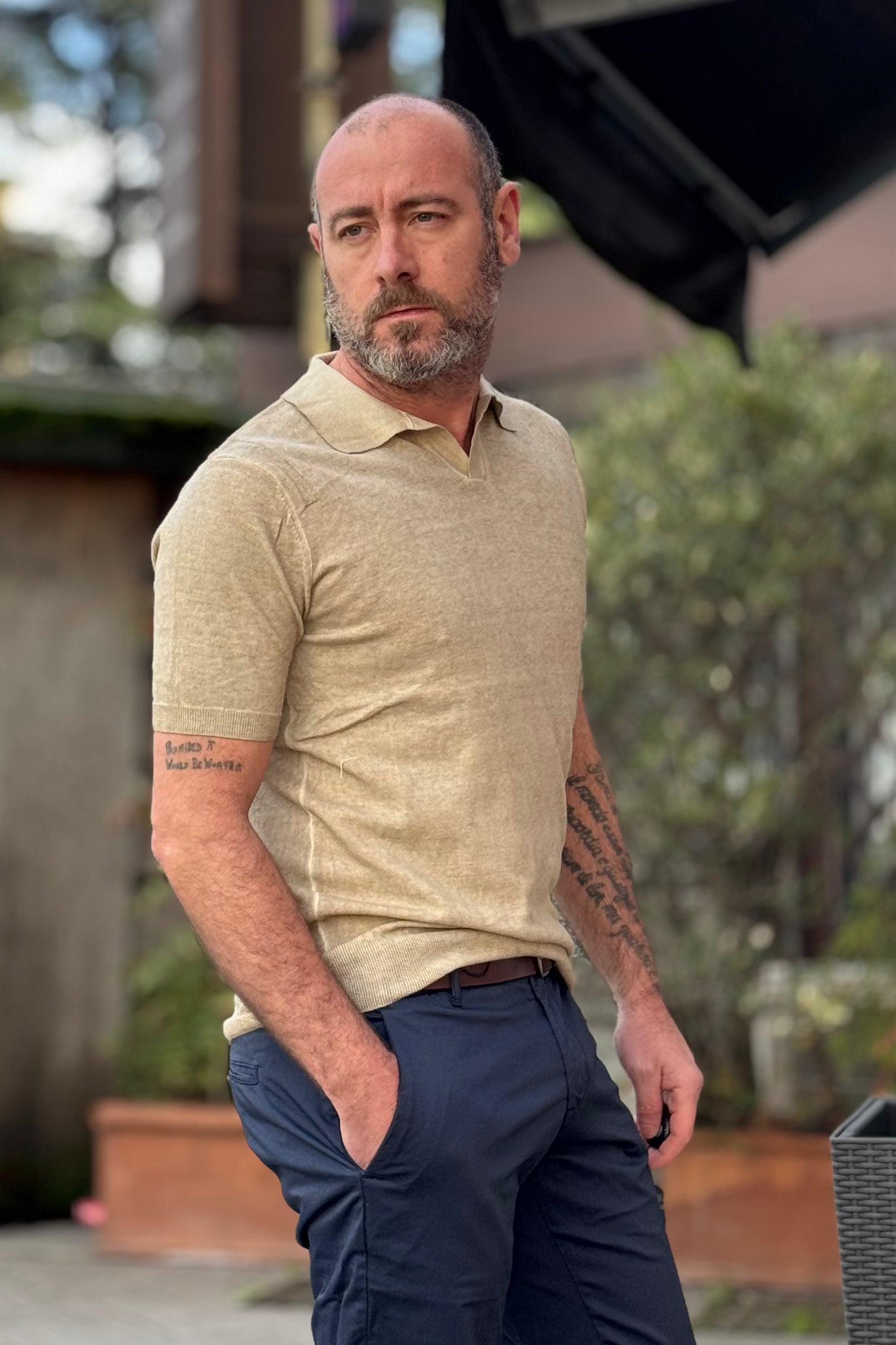 TELAMIRA POLO SENZA BOTTONE IN COTONE TINTO FREDDO DISPONIBILE IN 5 COLORI - Mania Fashion Clothing