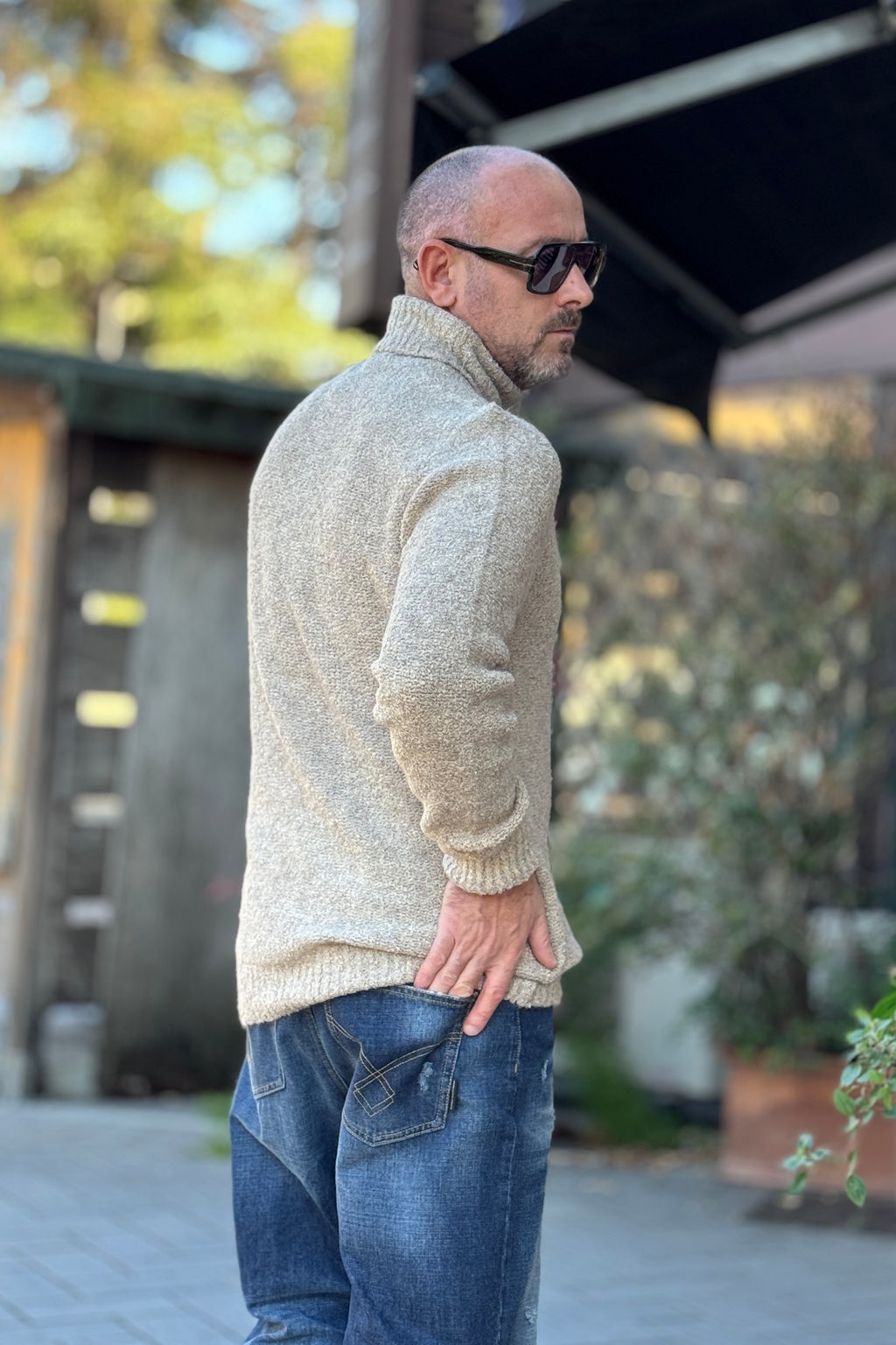 WHY NOT BRAND MAGLIA BOUCLE' COLLO ALTO