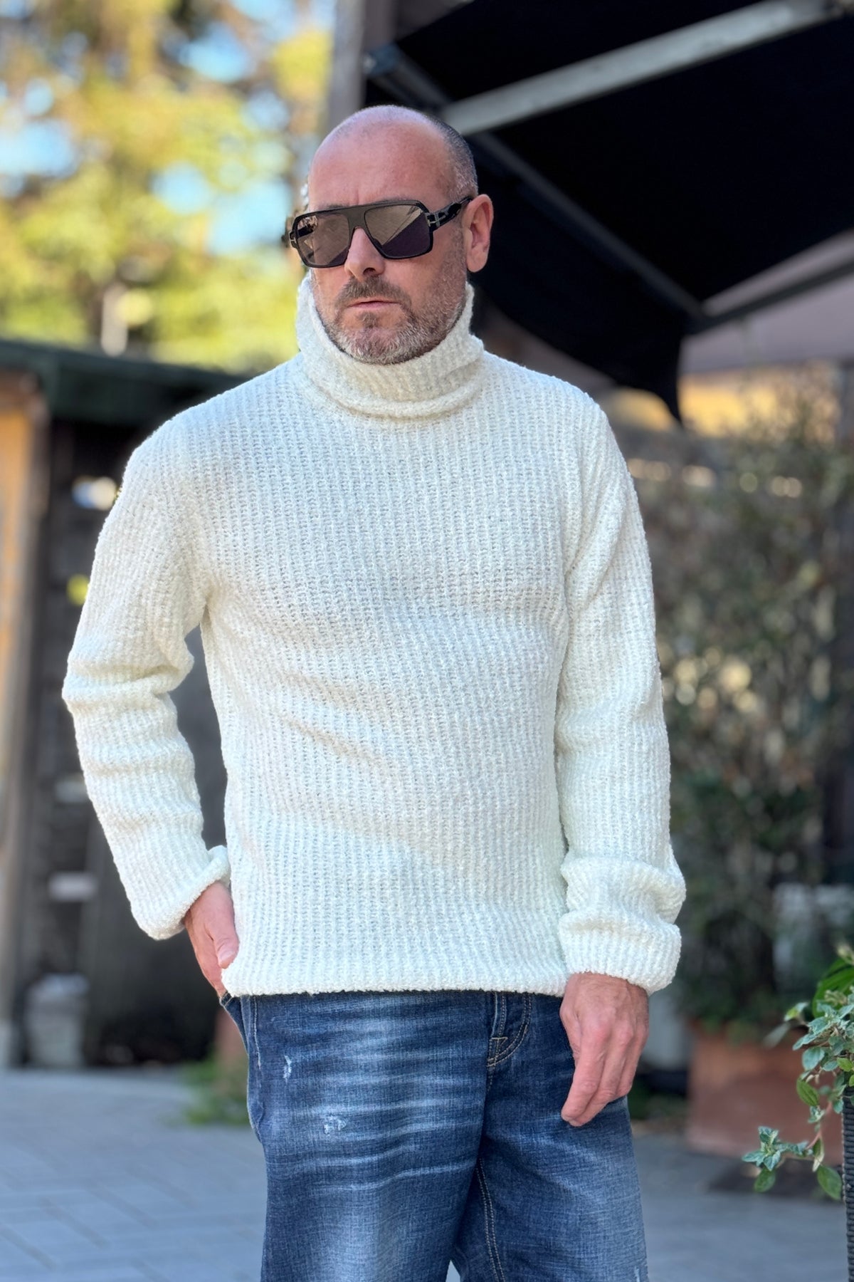 WHY NOT BRAND MAGLIA COLLO ALTO - BIANCO