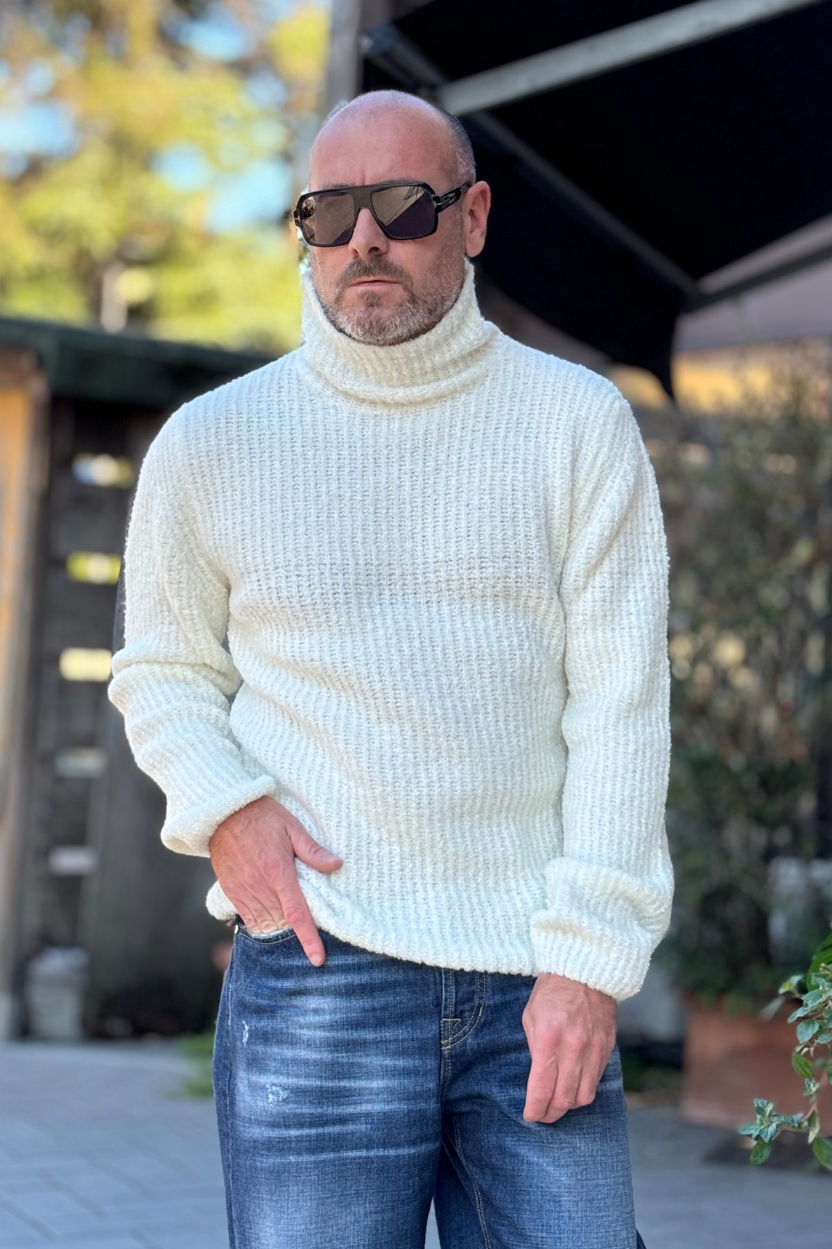WHY NOT BRAND MAGLIA COLLO ALTO - BIANCO