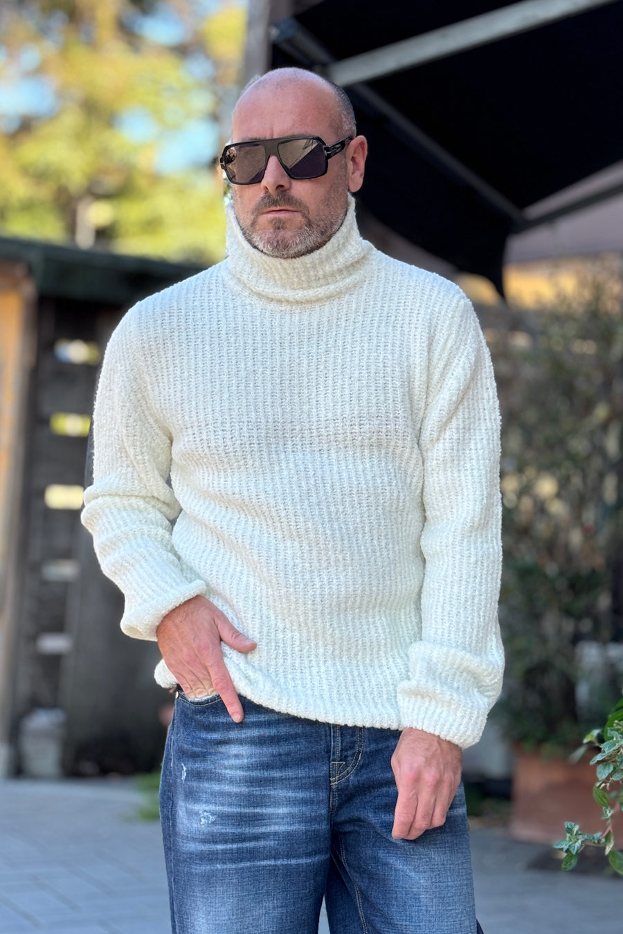 WHY NOT BRAND MAGLIA COLLO ALTO - BIANCO