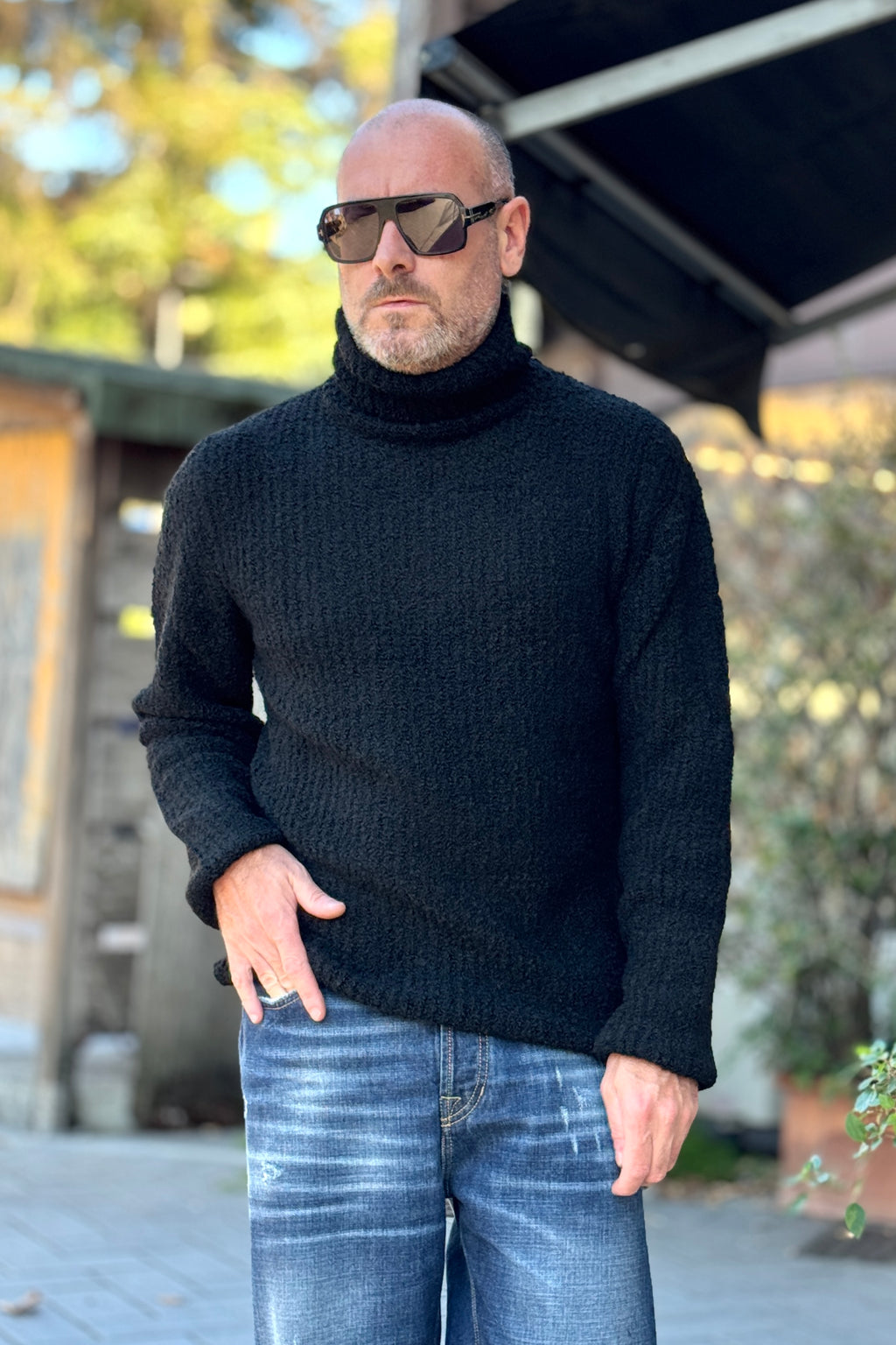 WHY NOT BRAND MAGLIA COLLO ALTO - NERO