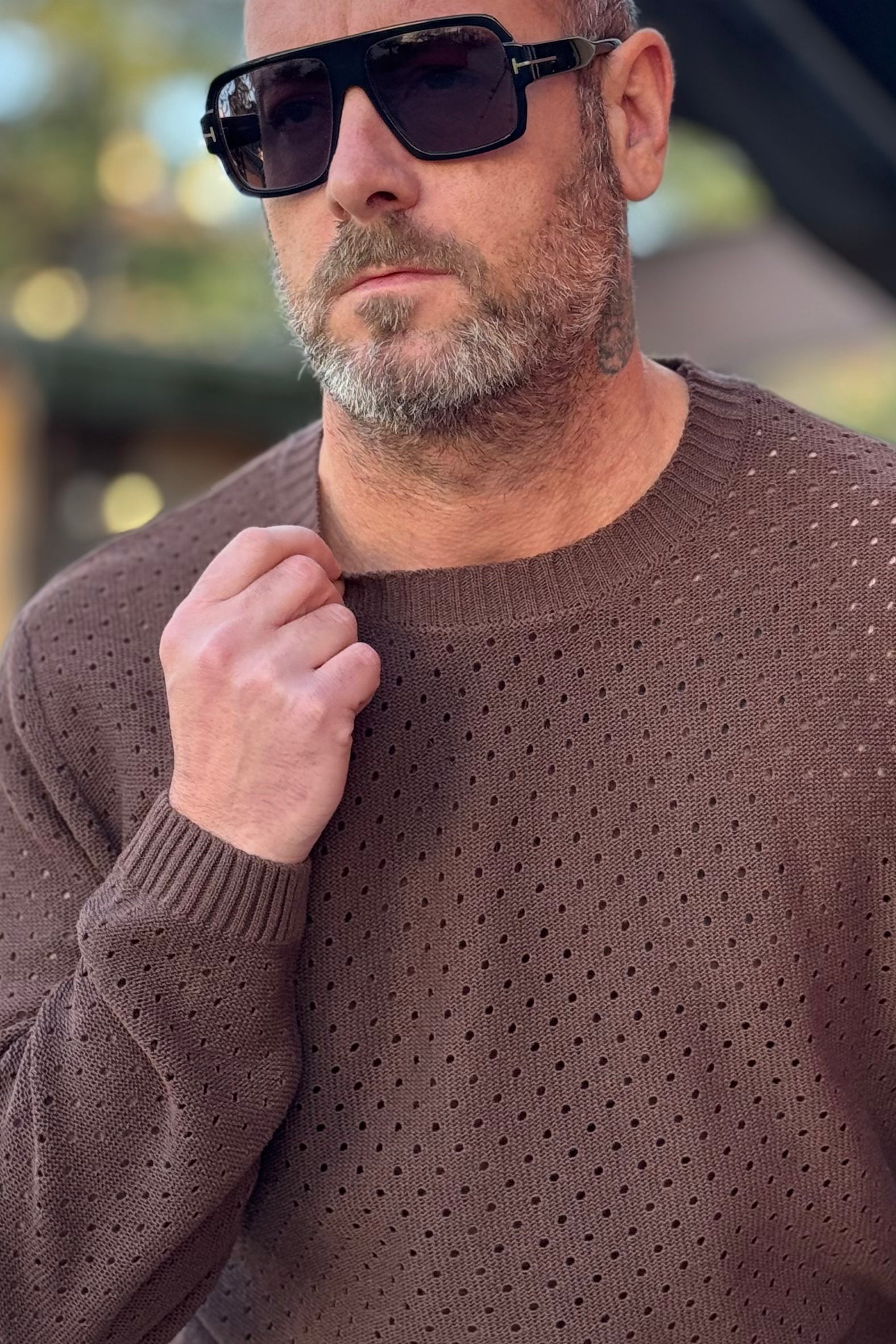 BICOLORE MAGLIA GIROCOLLO TRASFORATA