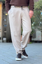 BICOLORE PANTALONE CROPPED CON CINTURINA IN VITA