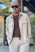BICOLORE CAMICIA RELAXED COLORE BEIGE